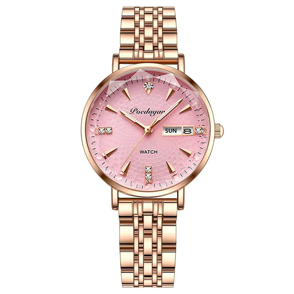 POEDAGAR 3012 New Fashion Luxury Stainless Steel Rose Gold Ladies Watches