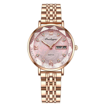 POEDAGAR 3012 New Fashion Luxury Stainless Steel Rose Gold Ladies Watches