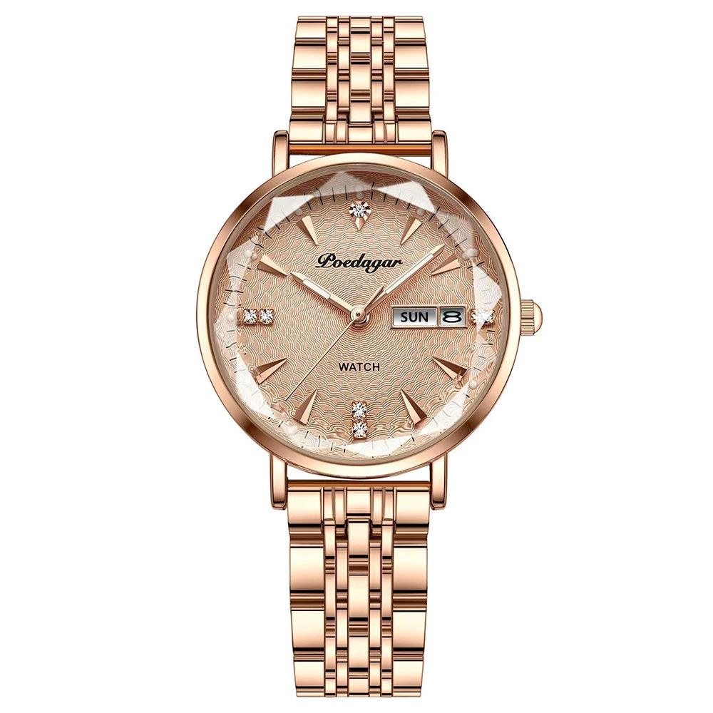 POEDAGAR 3012 New Fashion Luxury Stainless Steel Rose Gold Ladies Watches