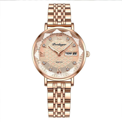 POEDAGAR 3012 New Fashion Luxury Stainless Steel Rose Gold Ladies Watches