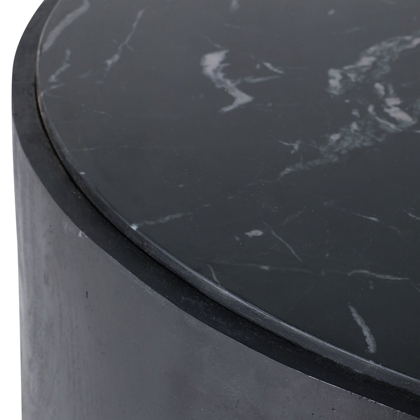 Marble Inlay Round Coffee Table, Black