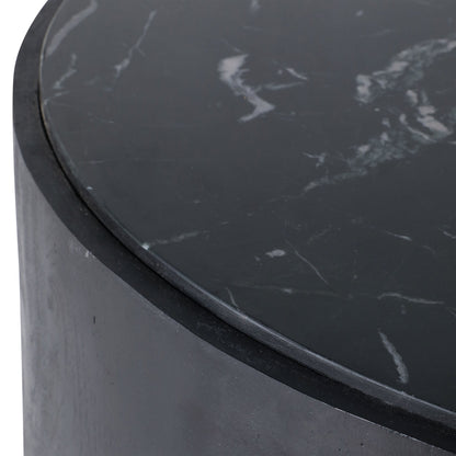 Marble Inlay Round Coffee Table, Black