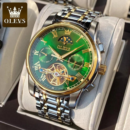 OLEVS 6617 Automatic Skeleton Tourbillon Mechanical Self Winding Original Watch