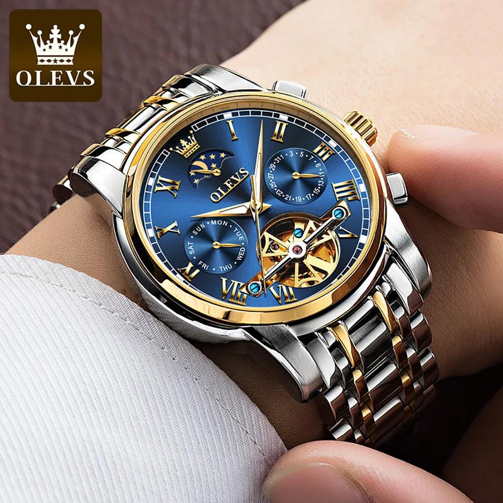 OLEVS 6617 Automatic Skeleton Tourbillon Mechanical Self Winding Original Watch