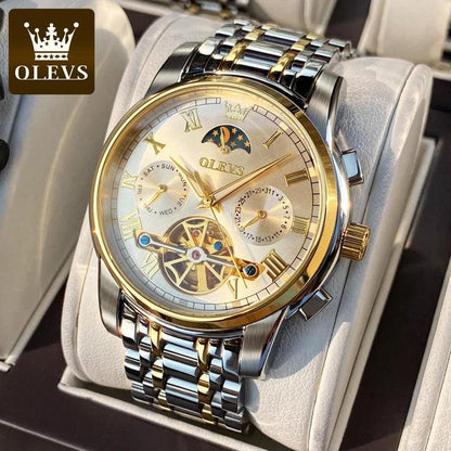 OLEVS 6617 Automatic Skeleton Tourbillon Mechanical Self Winding Original Watch