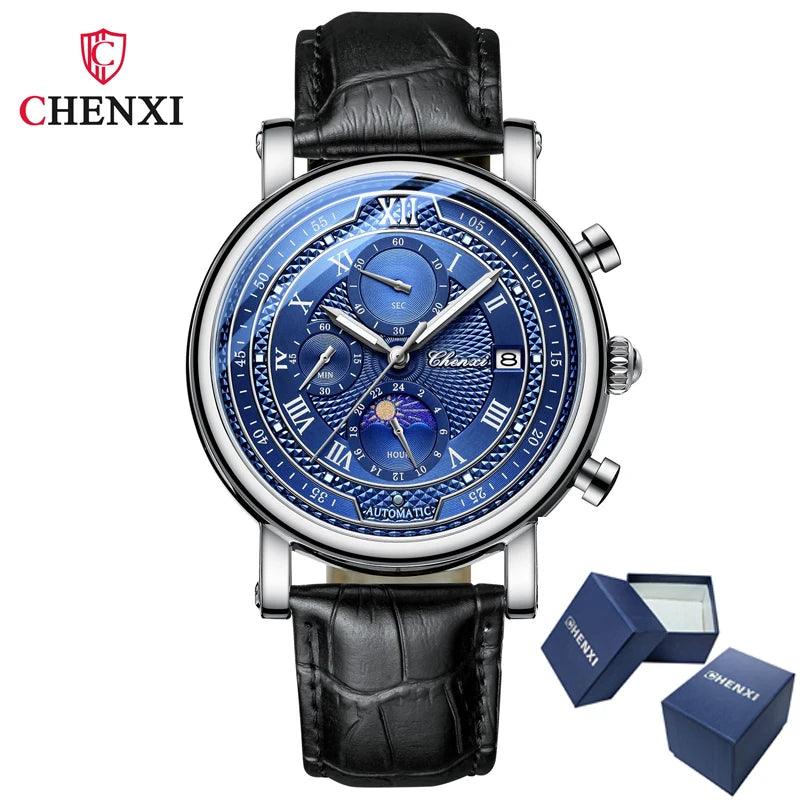 Chenxi 976 Leather Chronograph Moon Phase