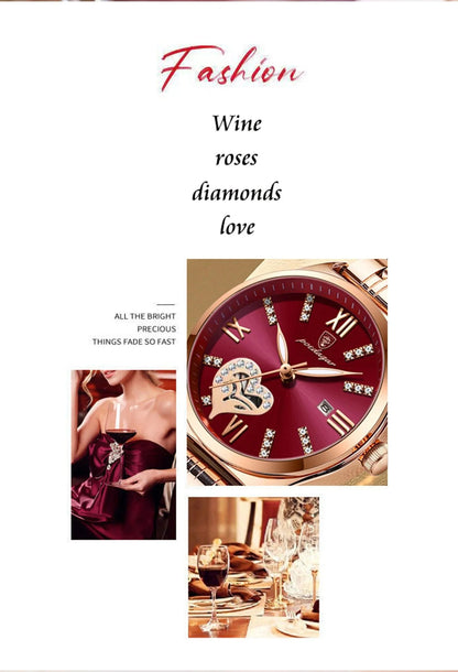 POEDAGAR 320 Luxury Luminous Date Stainless Steel Quartz Ladies Watch
