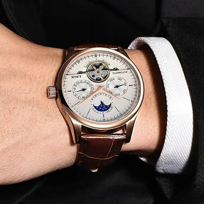 LIGE 6826 Automatic Tourbillon Watch Moohphase, Date and Day