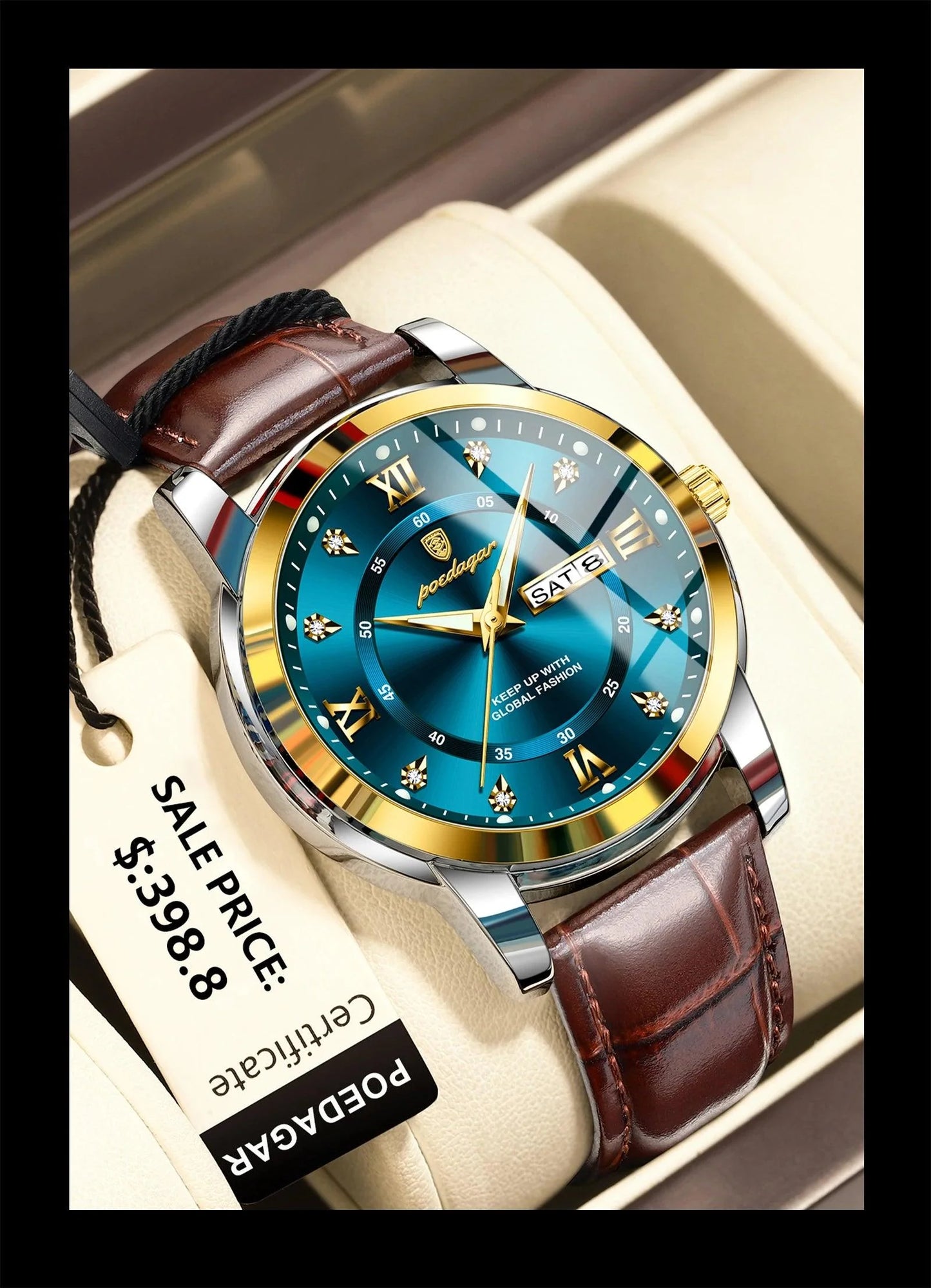 POEDAGAR 936L Luxury Man Wristwatch Waterproof, Luminous, Date & Week
