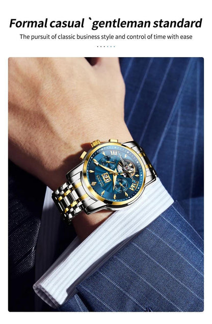 OLEVS 9965 Original Luxury Skeleton Flywheel Mechanical Wristwatch