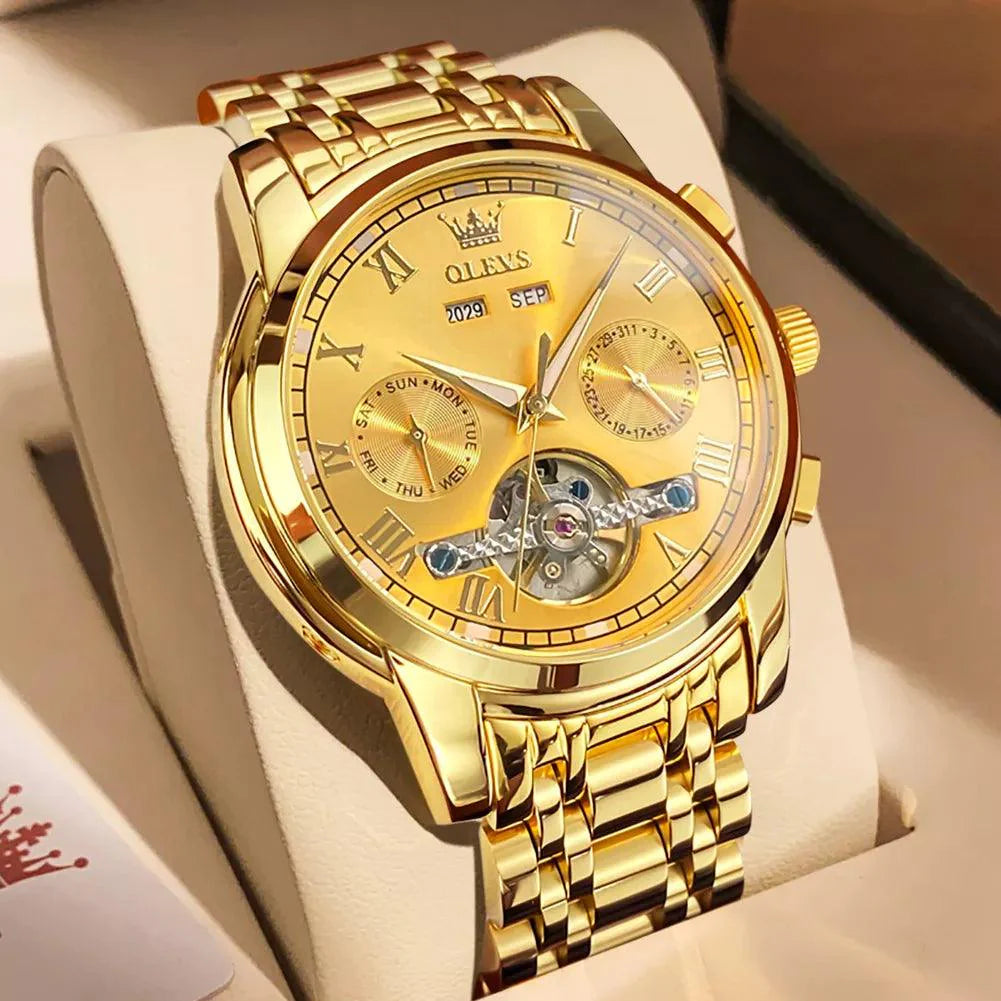 OLEVS 6607 Men's Automatic Mechanical Watch – Stainless Steel, Waterproof, Luminous Dial