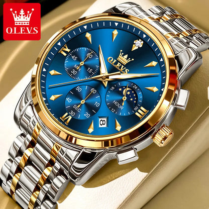 OLEVS 3639 Chronograph Men's Watch, Waterproof Luminous Moon Phase Watch