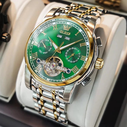 OLEVS 6607 Men's Automatic Mechanical Watch – Stainless Steel, Waterproof, Luminous Dial