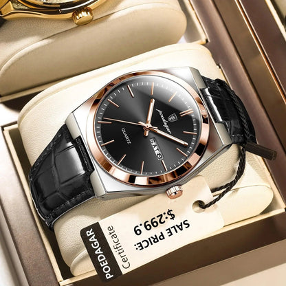 POEDAGAR 930 Slim, Luminous, Date & Week Men's Watch