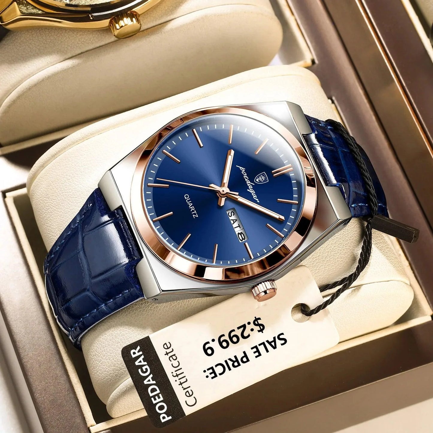 POEDAGAR 930 Slim, Luminous, Date & Week Men's Watch