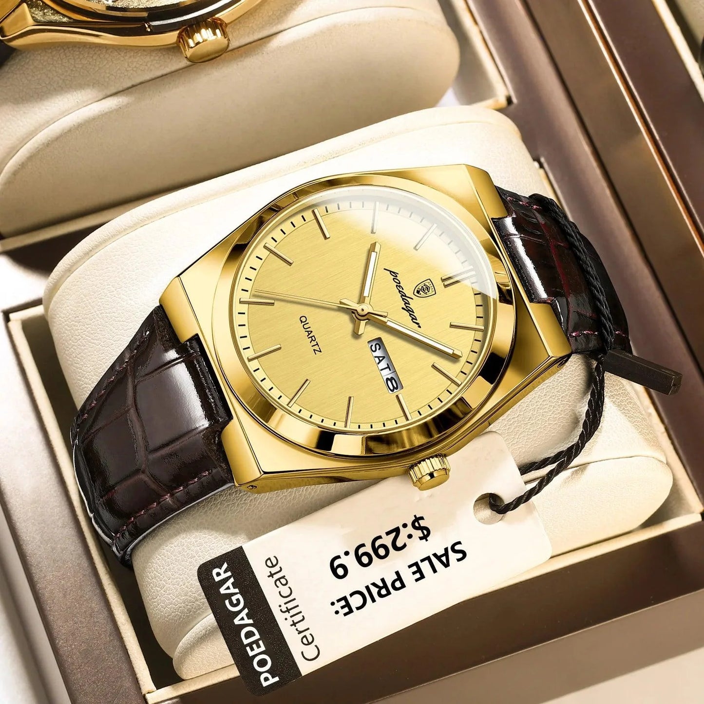 POEDAGAR 930 Slim, Luminous, Date & Week Men's Watch