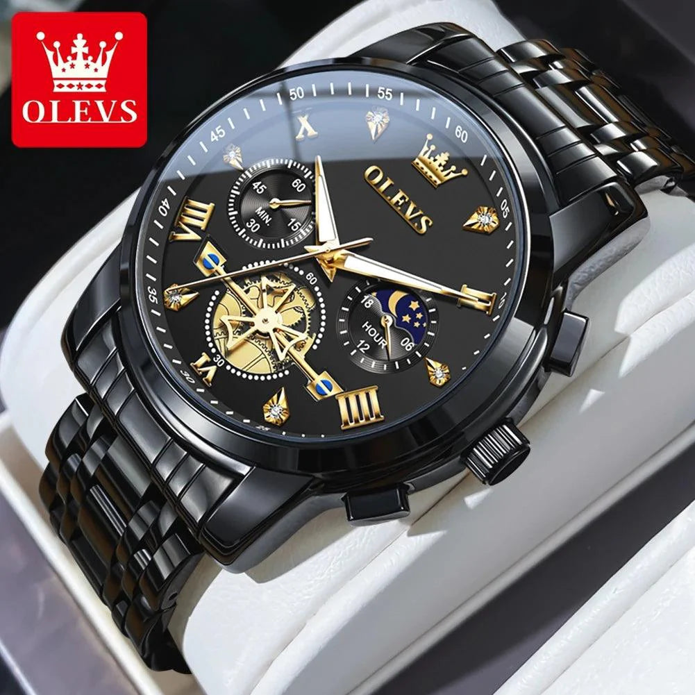 OLEVS 2856 Fitwheel Moon Phase Chronograph Original Quartz Wristwatch