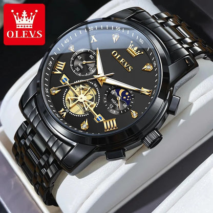 OLEVS 2856 Fitwheel Moon Phase Chronograph Original Quartz Wristwatch