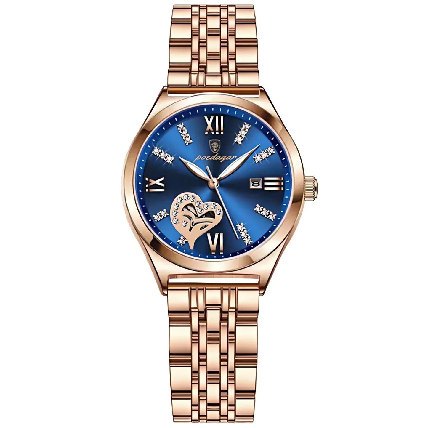POEDAGAR 320 Luxury Luminous Date Stainless Steel Quartz Ladies Watch