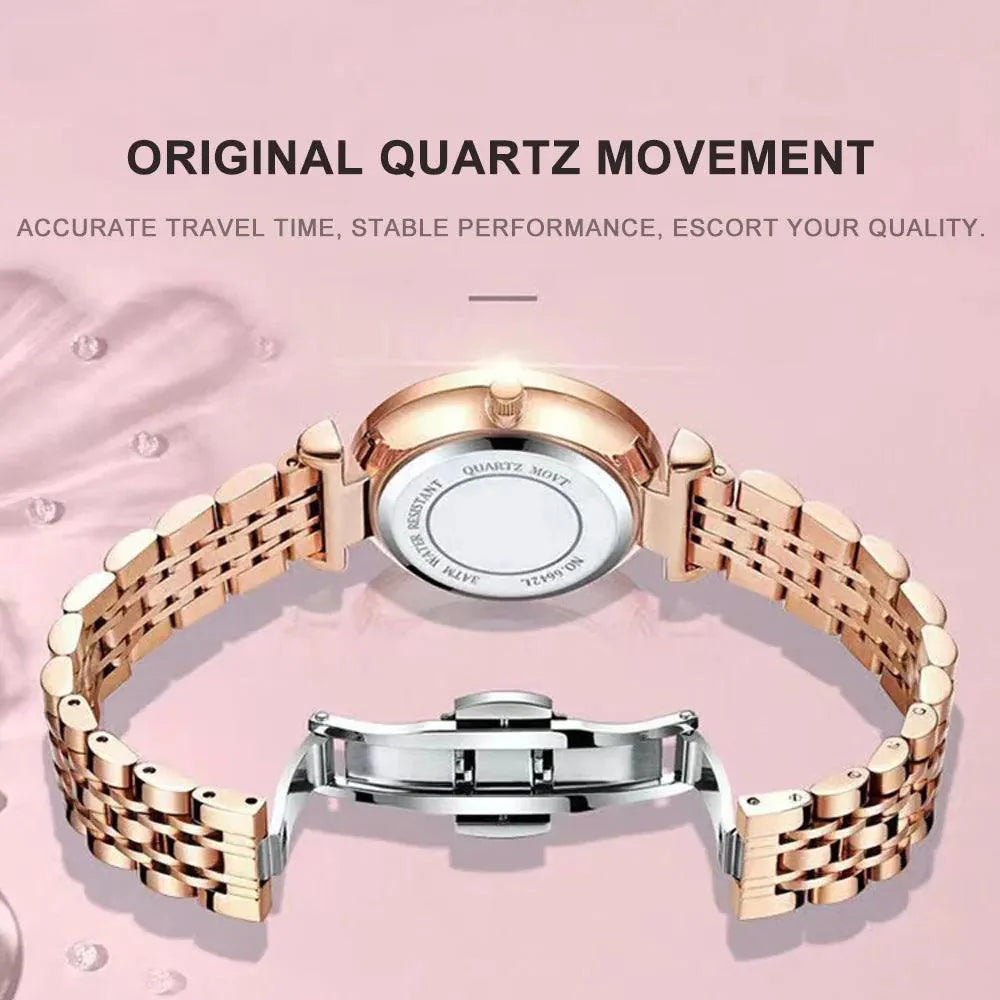 POEDAGAR 719 Elegant Diamond Dial Ladies Wristwatch