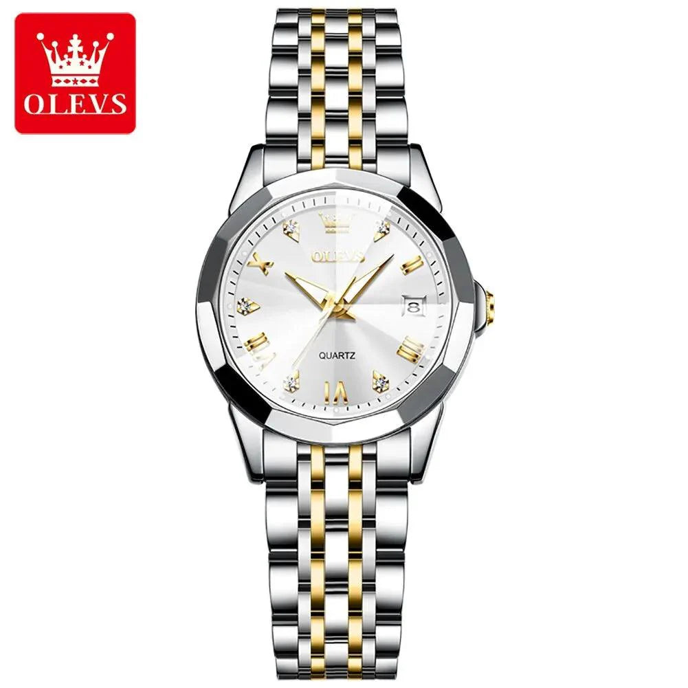 OLEVS 9931L Elegant Rhombus Mirror Original Quartz Ladies Wristwatch