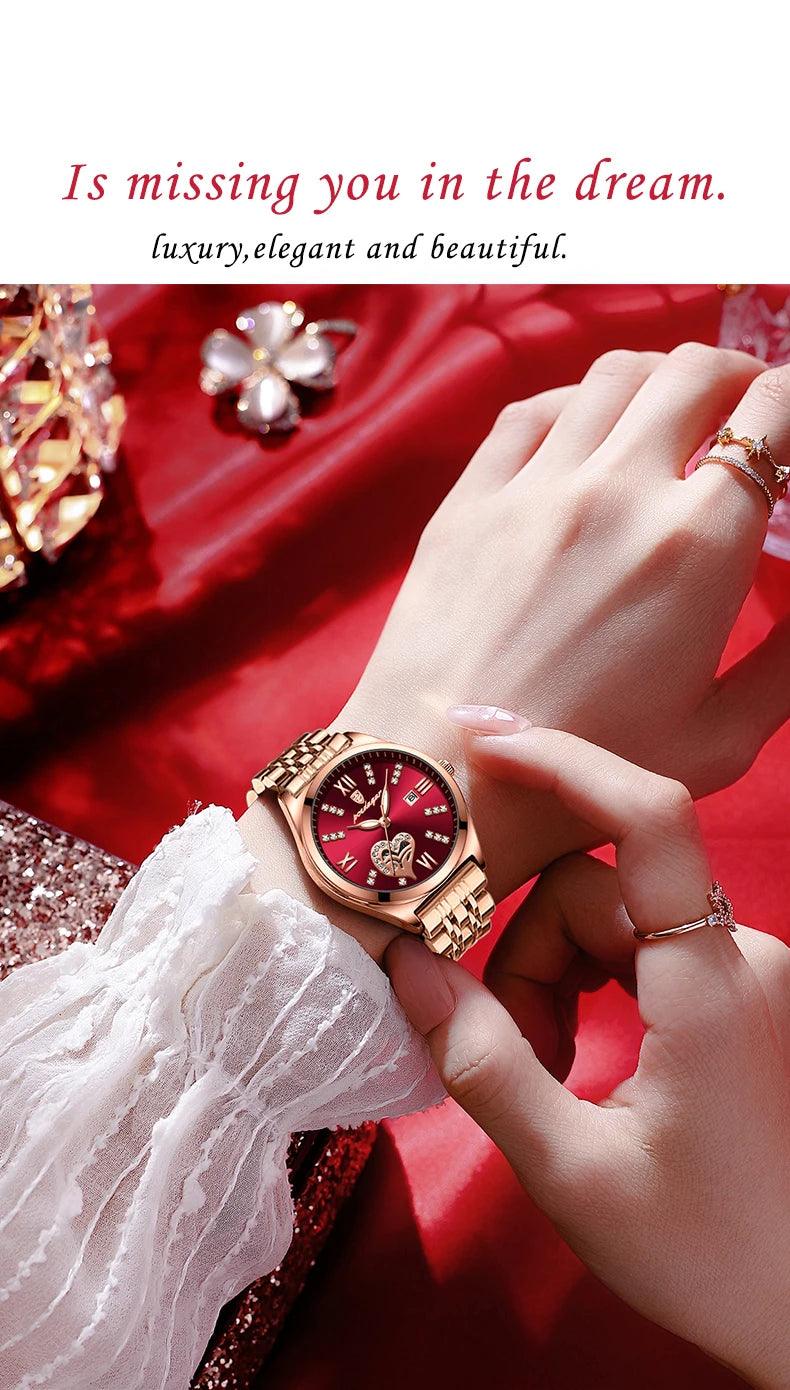 POEDAGAR 320 Luxury Luminous Date Stainless Steel Quartz Ladies Watch