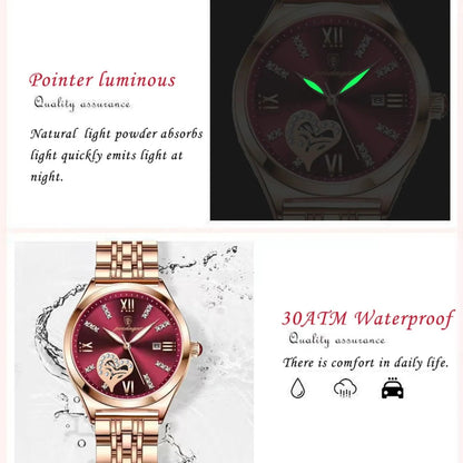POEDAGAR 320 Luxury Luminous Date Stainless Steel Quartz Ladies Watch