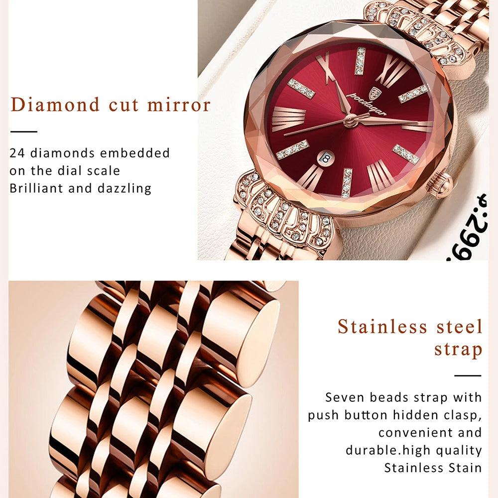 POEDAGAR 766 Luxury Diamond Crown Ladies Watch