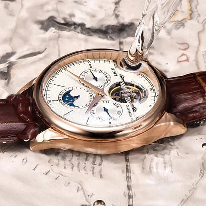 LIGE 6826 Automatic Tourbillon Watch Moohphase, Date and Day
