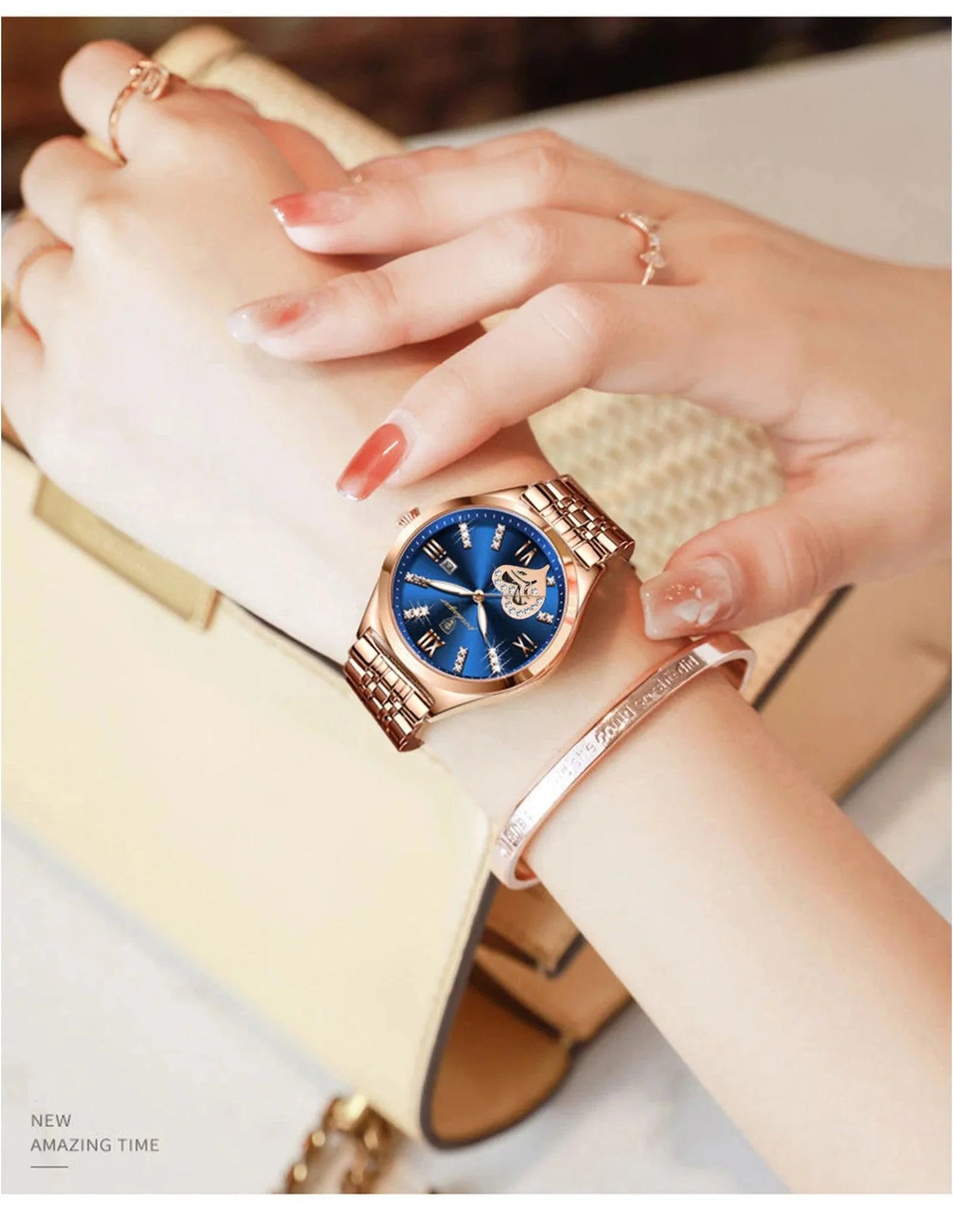 POEDAGAR 320 Luxury Luminous Date Stainless Steel Quartz Ladies Watch