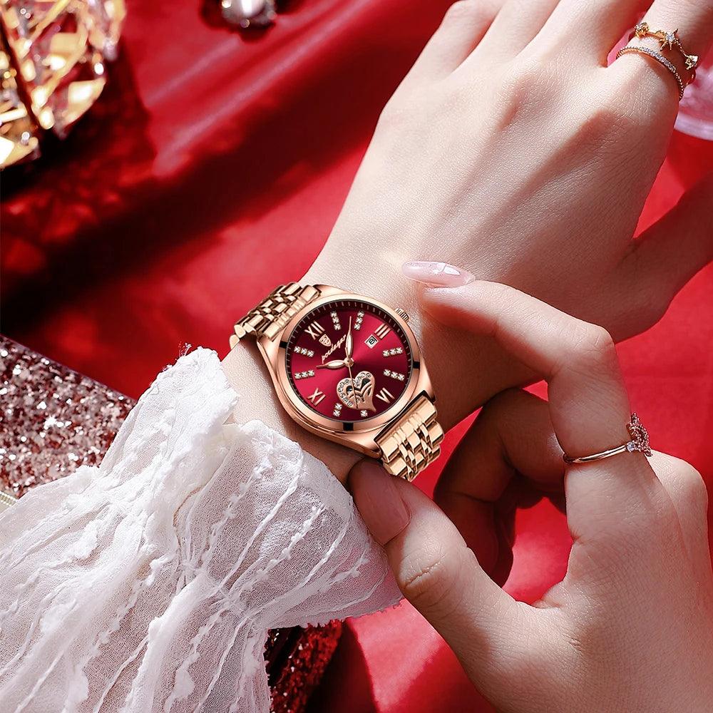 POEDAGAR 320 Luxury Luminous Date Stainless Steel Quartz Ladies Watch