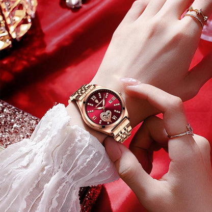 POEDAGAR 320 Luxury Luminous Date Stainless Steel Quartz Ladies Watch