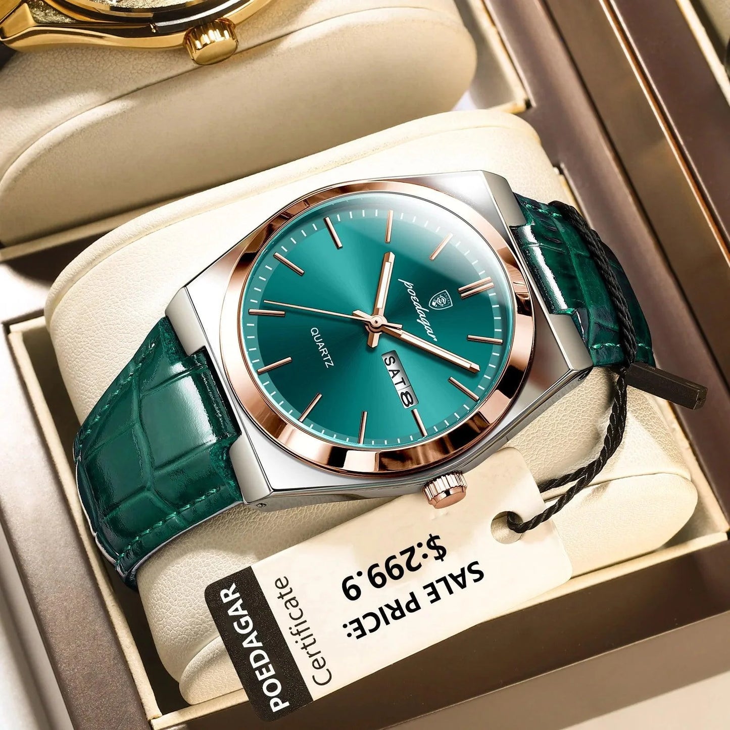 POEDAGAR 930 Slim, Luminous, Date & Week Men's Watch