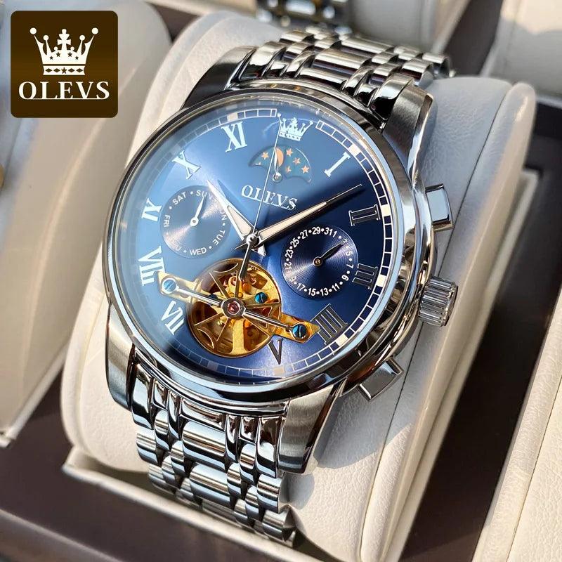 OLEVS 6617 Automatic Skeleton Tourbillon Mechanical Self Winding Original Watch