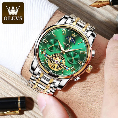 OLEVS 6617 Automatic Skeleton Tourbillon Mechanical Self Winding Original Watch