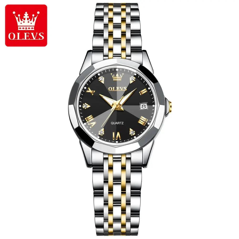 OLEVS 9931L Elegant Rhombus Mirror Original Quartz Ladies Wristwatch