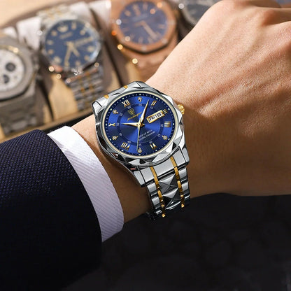 POEDAGAR 615 Diamond Crown & Strap Wristwatch