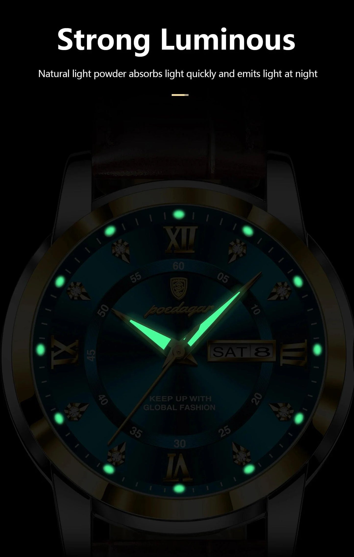 POEDAGAR 936L Luxury Man Wristwatch Waterproof, Luminous, Date & Week