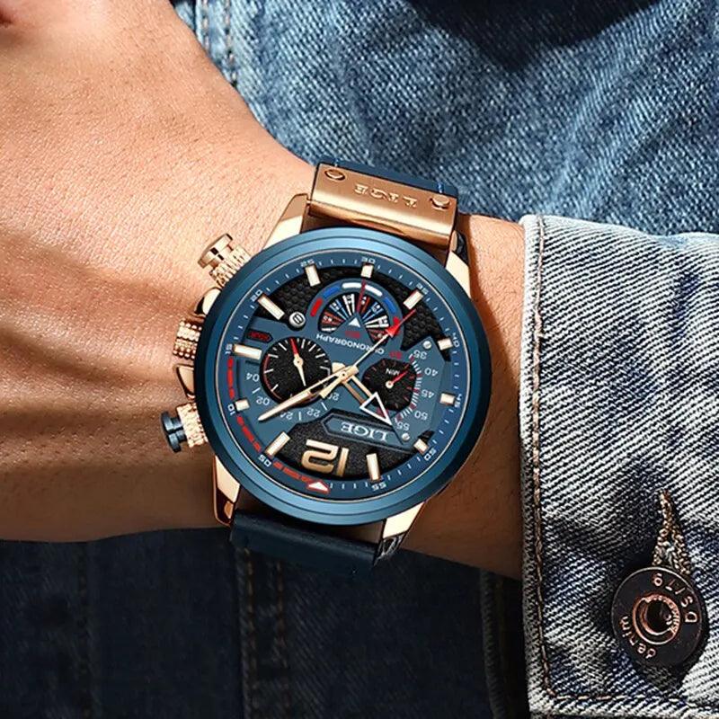 LIGE 8959 Luxury Chronograph Sports Watch