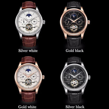 LIGE 6826 Automatic Tourbillon Watch Moohphase, Date and Day