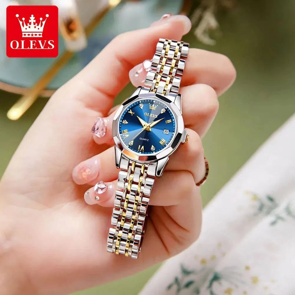 OLEVS 9931L Elegant Rhombus Mirror Original Quartz Ladies Wristwatch