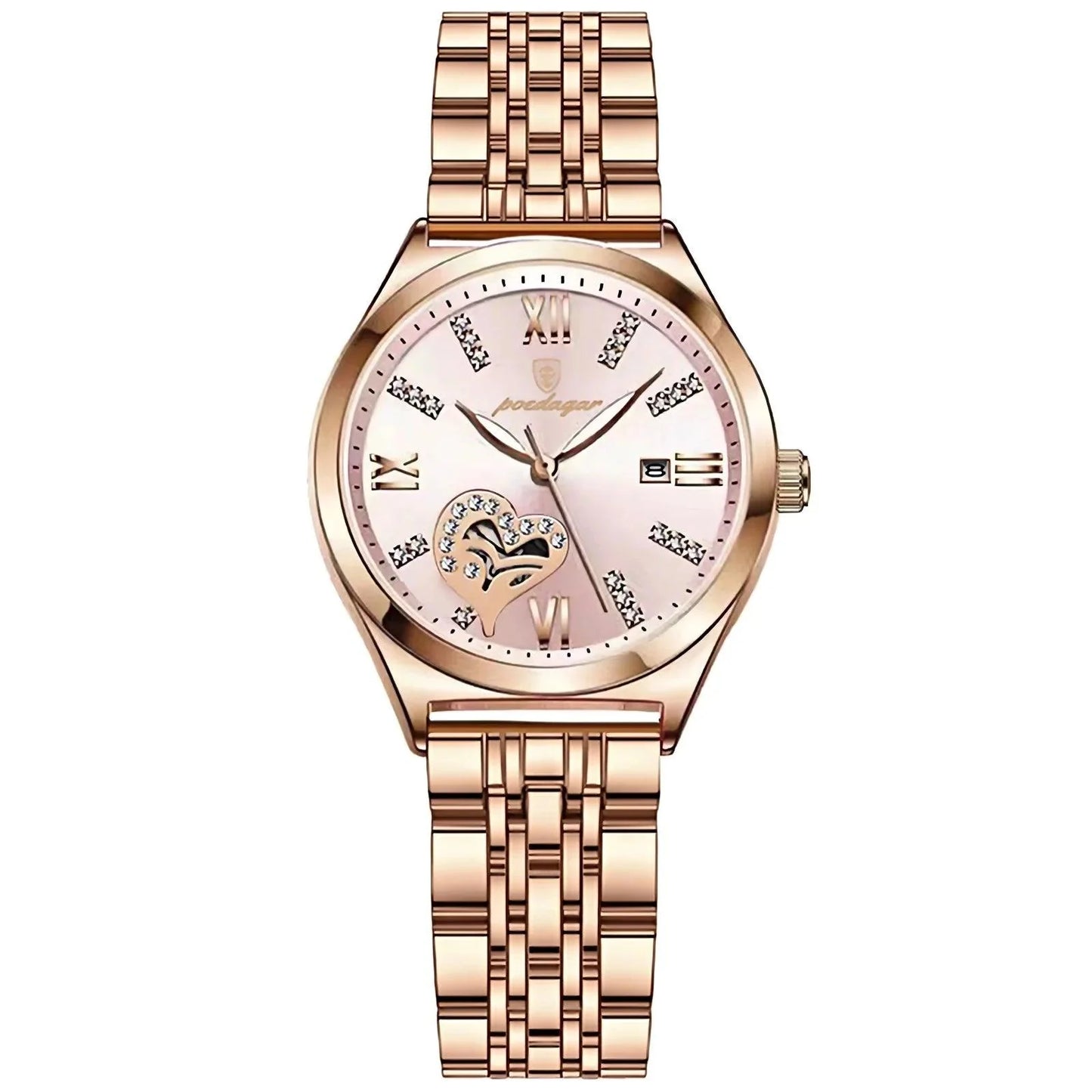 POEDAGAR 320 Luxury Luminous Date Stainless Steel Quartz Ladies Watch