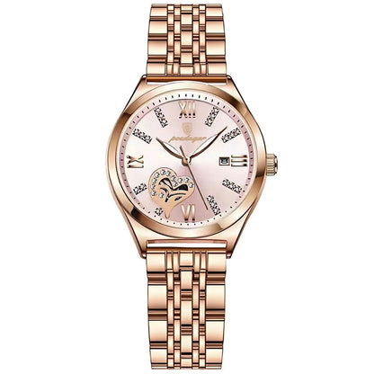 POEDAGAR 320 Luxury Luminous Date Stainless Steel Quartz Ladies Watch