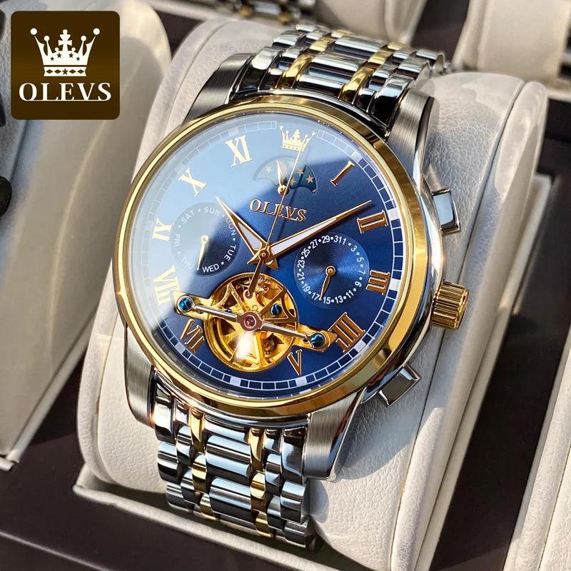OLEVS 6617 Automatic Skeleton Tourbillon Mechanical Self Winding Original Watch