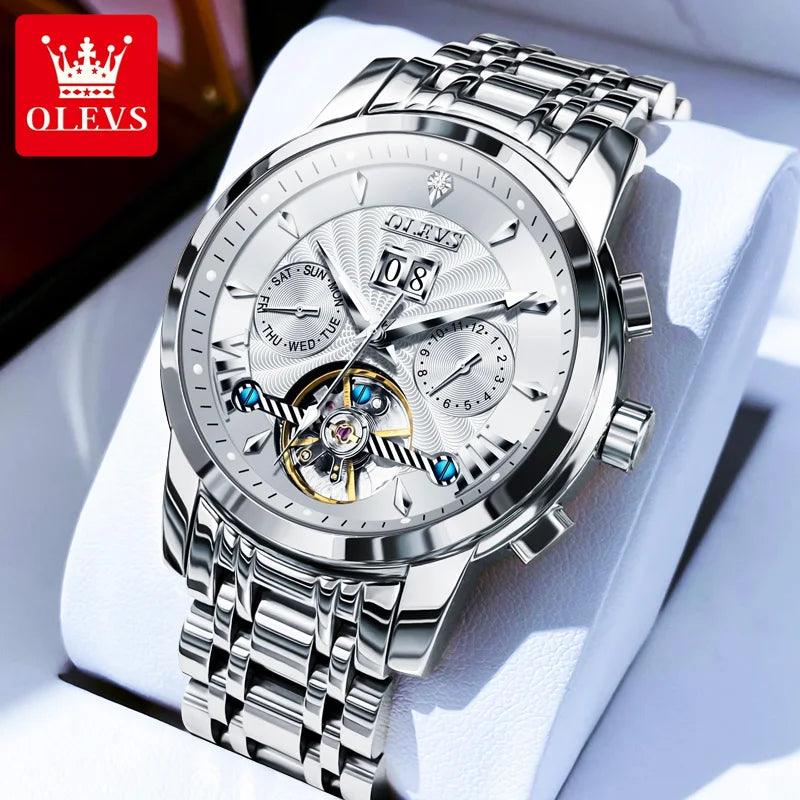 OLEVS 9965 Original Luxury Skeleton Flywheel Mechanical Wristwatch