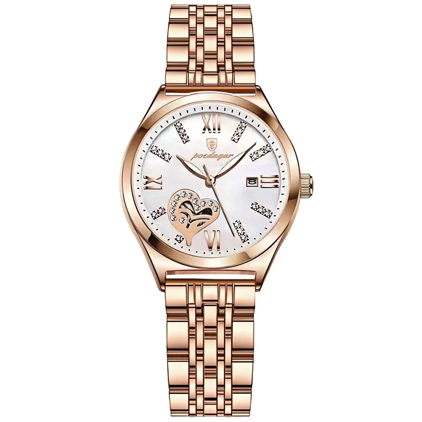 POEDAGAR 320 Luxury Luminous Date Stainless Steel Quartz Ladies Watch