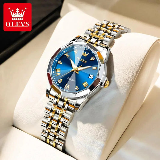OLEVS 9931L Elegant Rhombus Mirror Original Quartz Ladies Wristwatch