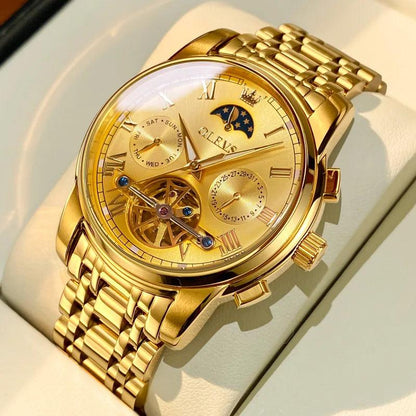 OLEVS 6617 Automatic Skeleton Tourbillon Mechanical Self Winding Original Watch