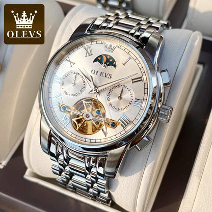 OLEVS 6617 Automatic Skeleton Tourbillon Mechanical Self Winding Original Watch