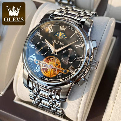 OLEVS 6617 Automatic Skeleton Tourbillon Mechanical Self Winding Original Watch